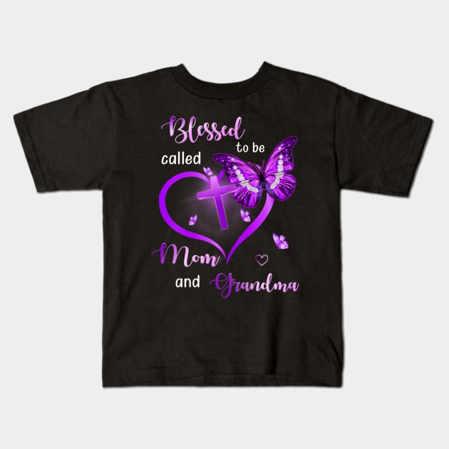 Womens Blessed To Be Called Mom And Grandma Mothers Day Gifts Kids T-Shirt by sousougaricas